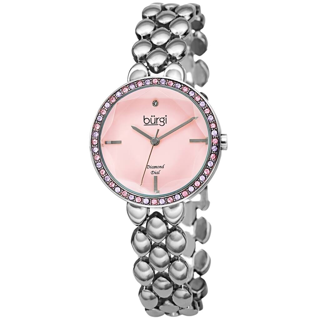 Burgi Women's Diamond Colored Swarovski Link Bracelet Watch