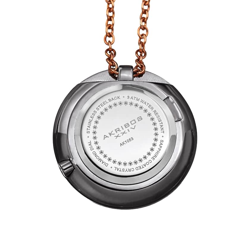 Akribos XXIV Women's Diamond Pendant Watch with Chain Necklace