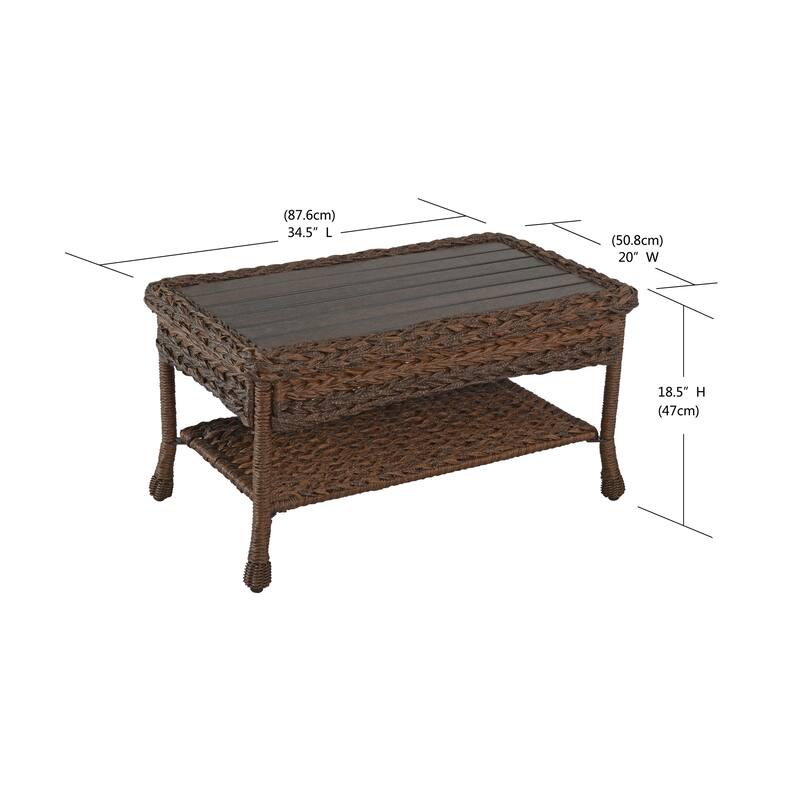 Outdoor Faux Sea Grass Garden Patio coffee Table - N/A