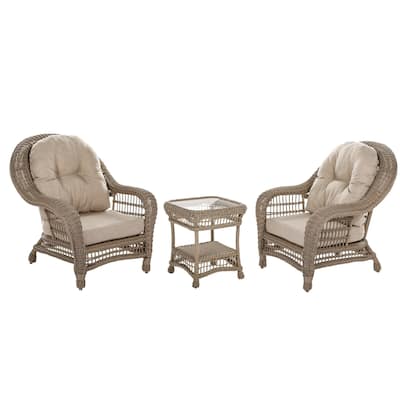Outdoor Garden Patio 3 PC Cappuccino Furniture Conversation Set