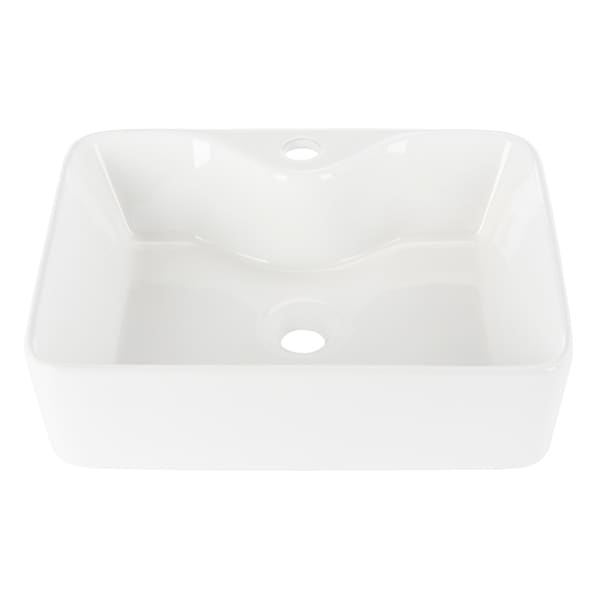 Fen Porcelain Ceramic Vitreous Rectangular 19 Inch White Bathroom Vessel Sink - 18.9" x 14.6" x 5.1"