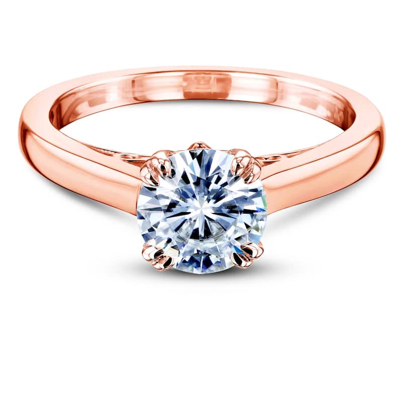 Annello by Kobelli 14k Gold 1 Carat Round Forever One Moissanite Solitaire Split-Prong W Head Engagement Ring (DEF/VS)