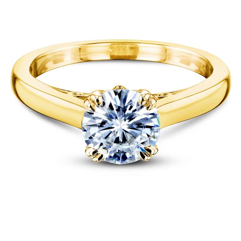 Annello by Kobelli 14k Gold 1 Carat Round Forever One Moissanite Solitaire Split-Prong W Head Engagement Ring (DEF/VS)