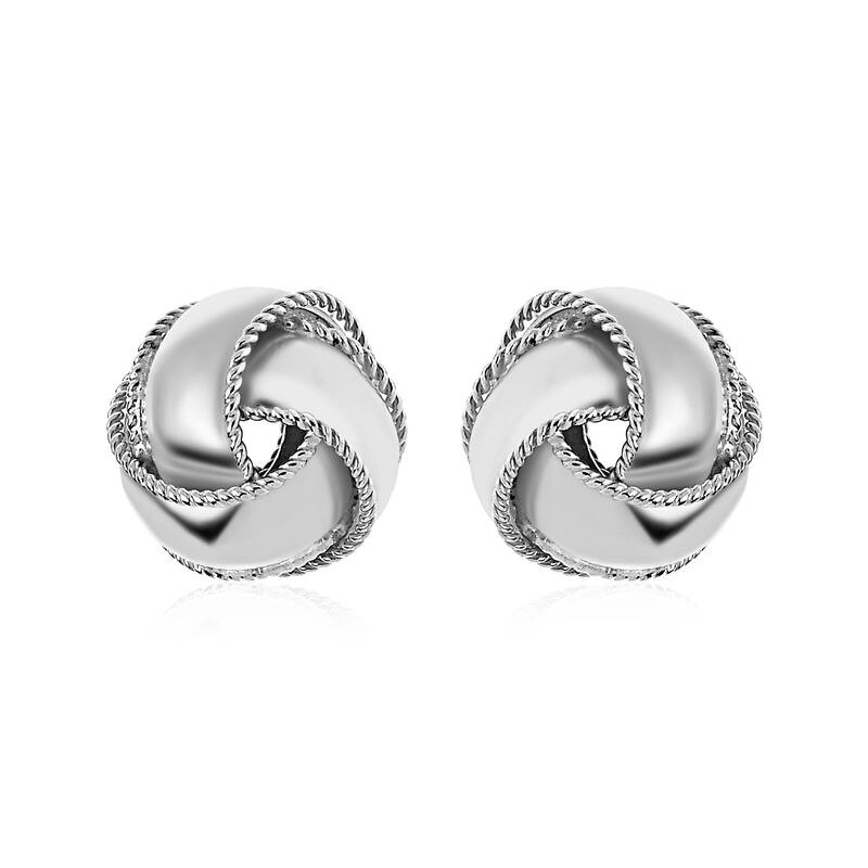 Textured and Polished Love Knot Earrings in Sterling Silver