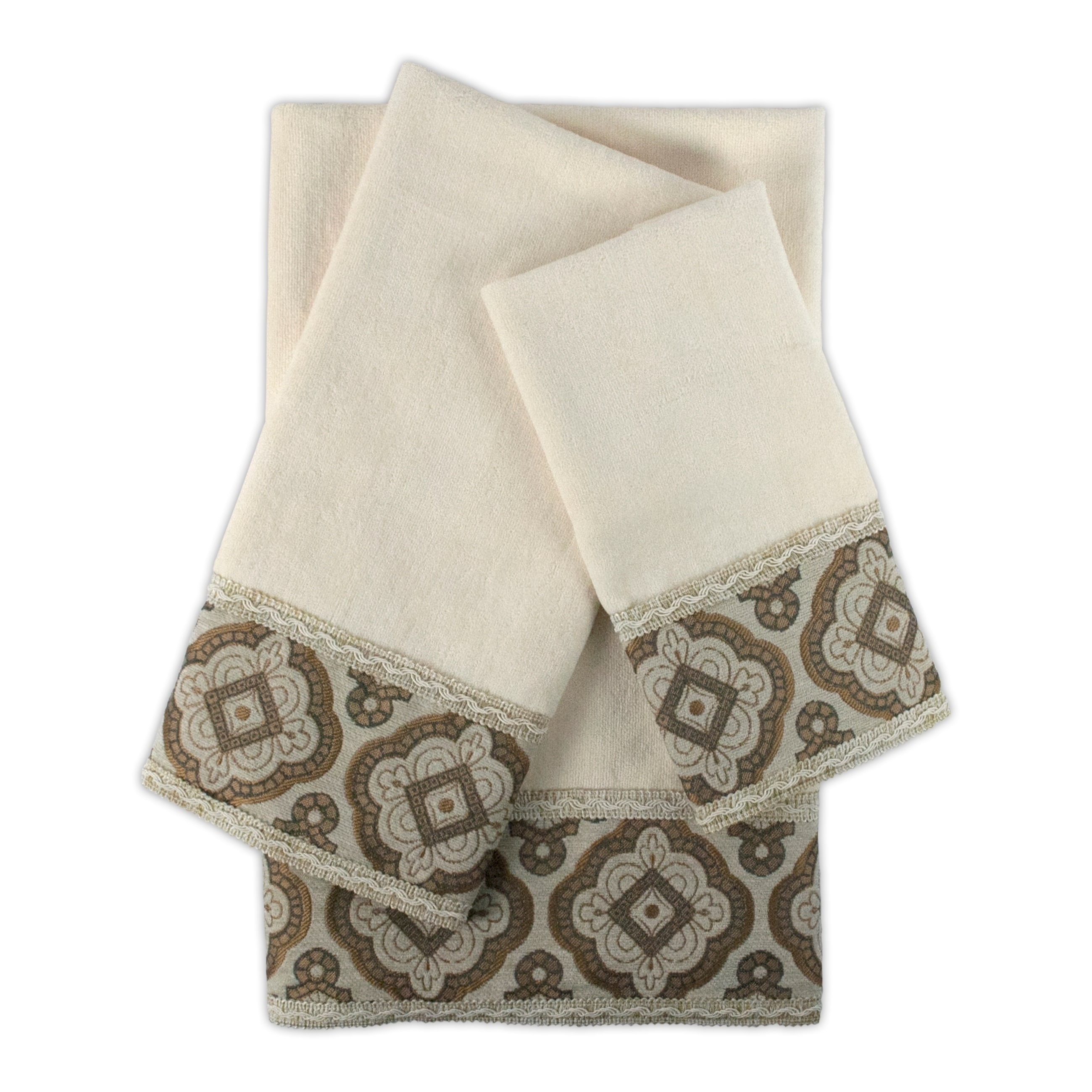 Sherry Kline Merrill Ecru 3-piece Embellished Towel Set