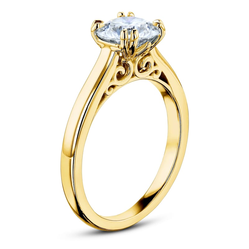 Annello by Kobelli 14k Gold 1ct TDW Round Diamond Solitaire Engagement Ring