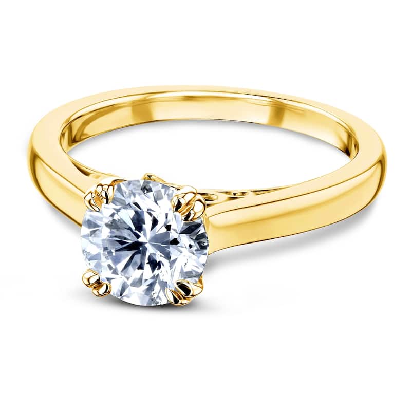 Annello by Kobelli 14k Gold 1ct TDW Round Diamond Solitaire Engagement Ring
