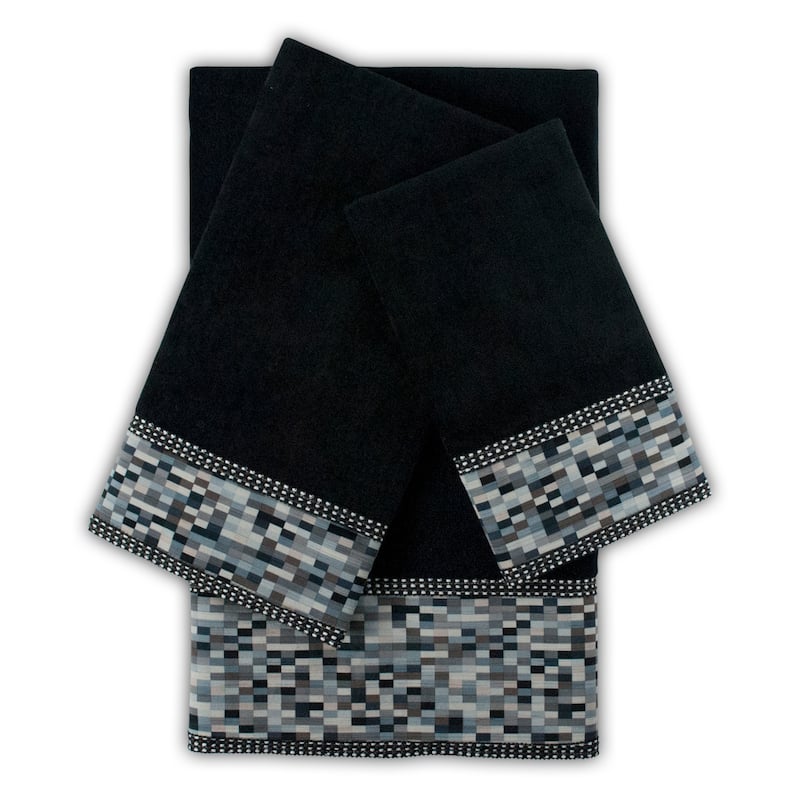 Sherry Kline Oreville Black 3-piece Embellished Towel Set