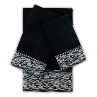 Sherry Kline Oreville Black 3-piece Embellished Towel Set