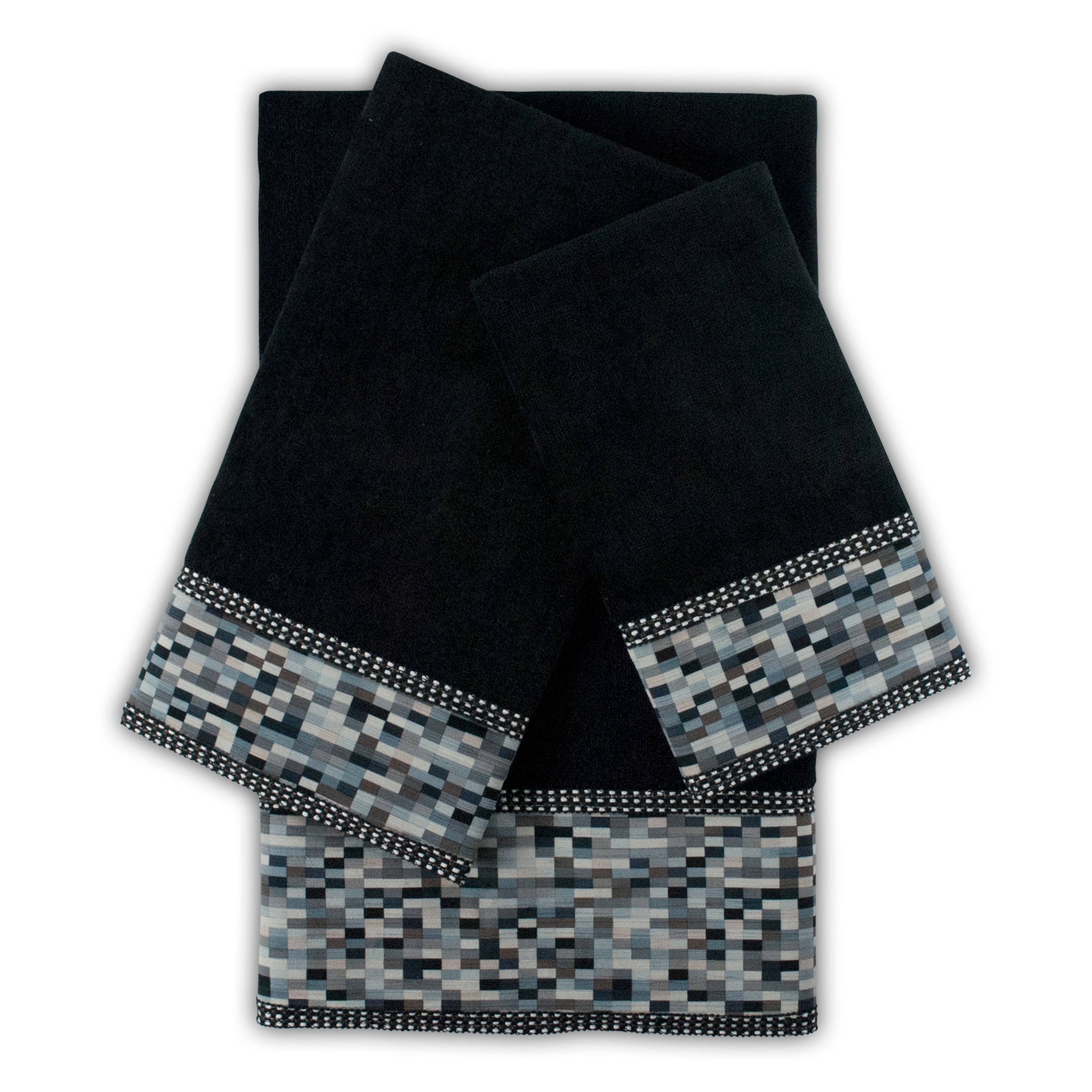 Sherry Kline Oreville Black 3-piece Embellished Towel Set