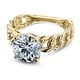 preview thumbnail 1 of 2, Annello by Kobelli 14k Yellow Gold 8mm Round Moissanite (1 9/10 Carat) Solitaire Chain Link Ring (GH/VS)
