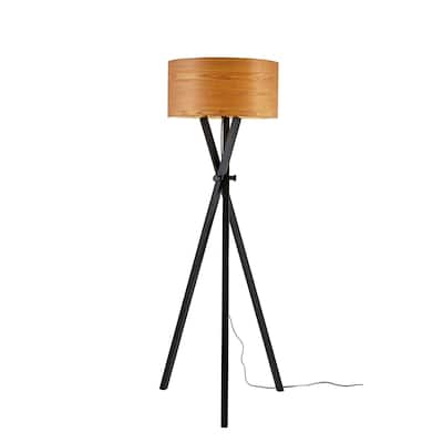 Strick & Bolton Hestina Black Wood Tripod Floor Lamp - 62-inch