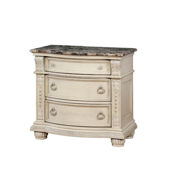 Shop Traditional Cream Finish 3drawer Wood Nightstand with Marble Top