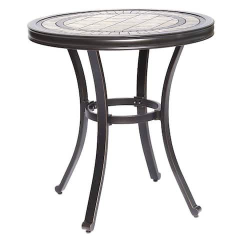 dali Handmade Dining Table Contemporary Round a Tile-Top Design with Heavy-Duty Aluminum Frame 28" Dia x 28.6" Height