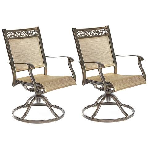 dali Swivel Rocker Chair, Cast Aluminum All Weather Comfort Club Arm Patio Ding Chair 2 Pc