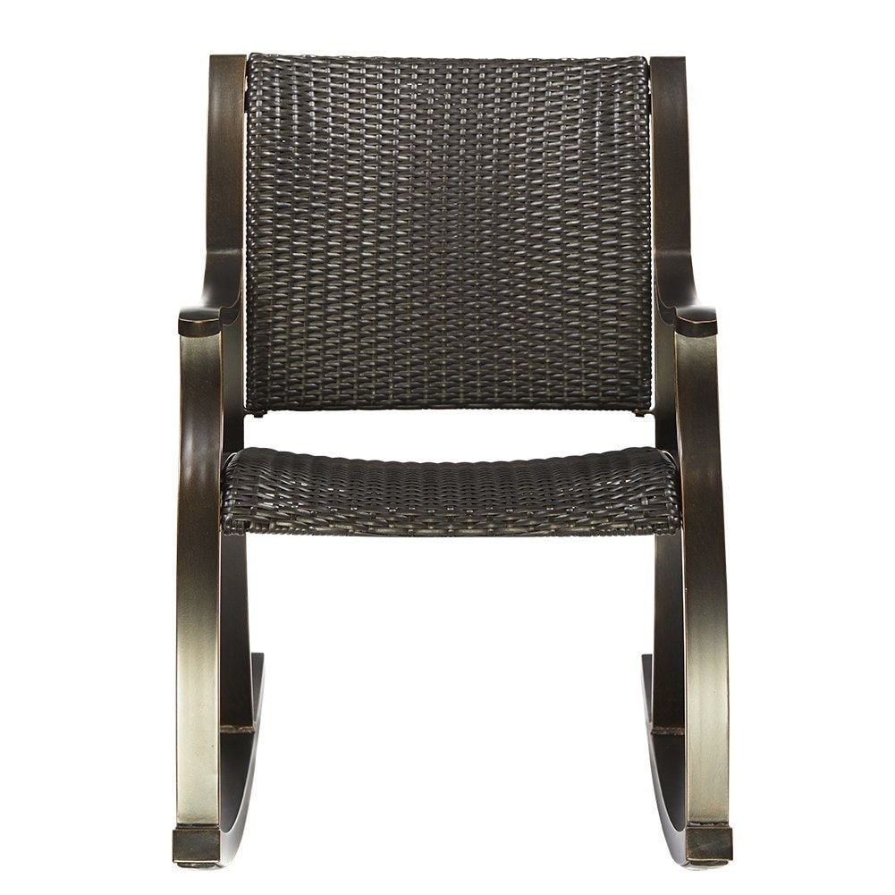Dali Rattan Rocker Chair Weather Resistant Wicker Rocking Armchair Cast Aluminum Fram Outdoor Dali Rattan Rocker Chair Weather Resistant Wicker Rocking Armchair Cast Aluminum Fram Outdoor