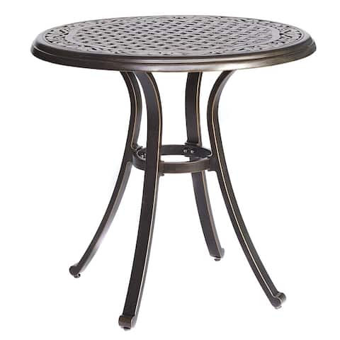 dali Bistro Table, Square Cast Aluminum Round Outdoor Patio Dining Table 28" Dia x 28.6" Height