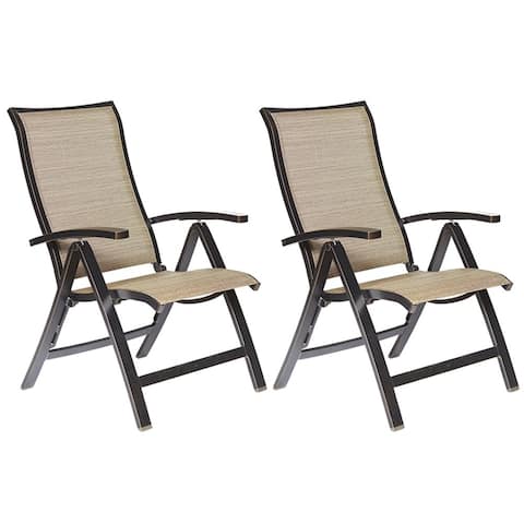 dali Folding Chairs with Arm, Patio Dining Chairs Cast Aluminum Outdoor Furniture 2 Pcs Set