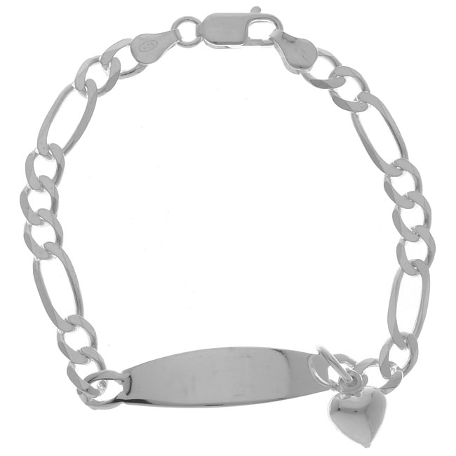 Sterling Essentials Sterling Silver 7 inch ID Bracelet with Heart