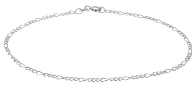 Roberto Martinez Sterling Silver Figaro Chain Anklet