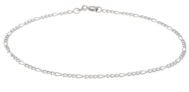 Roberto Martinez Sterling Silver Figaro Chain Anklet