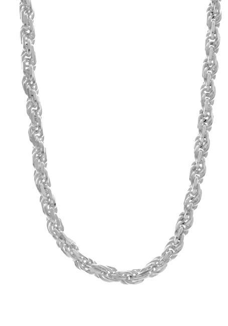 Sterling Essentials Sterling Silver 3mm Diamond-Cut Rope Chain (18-inch ...