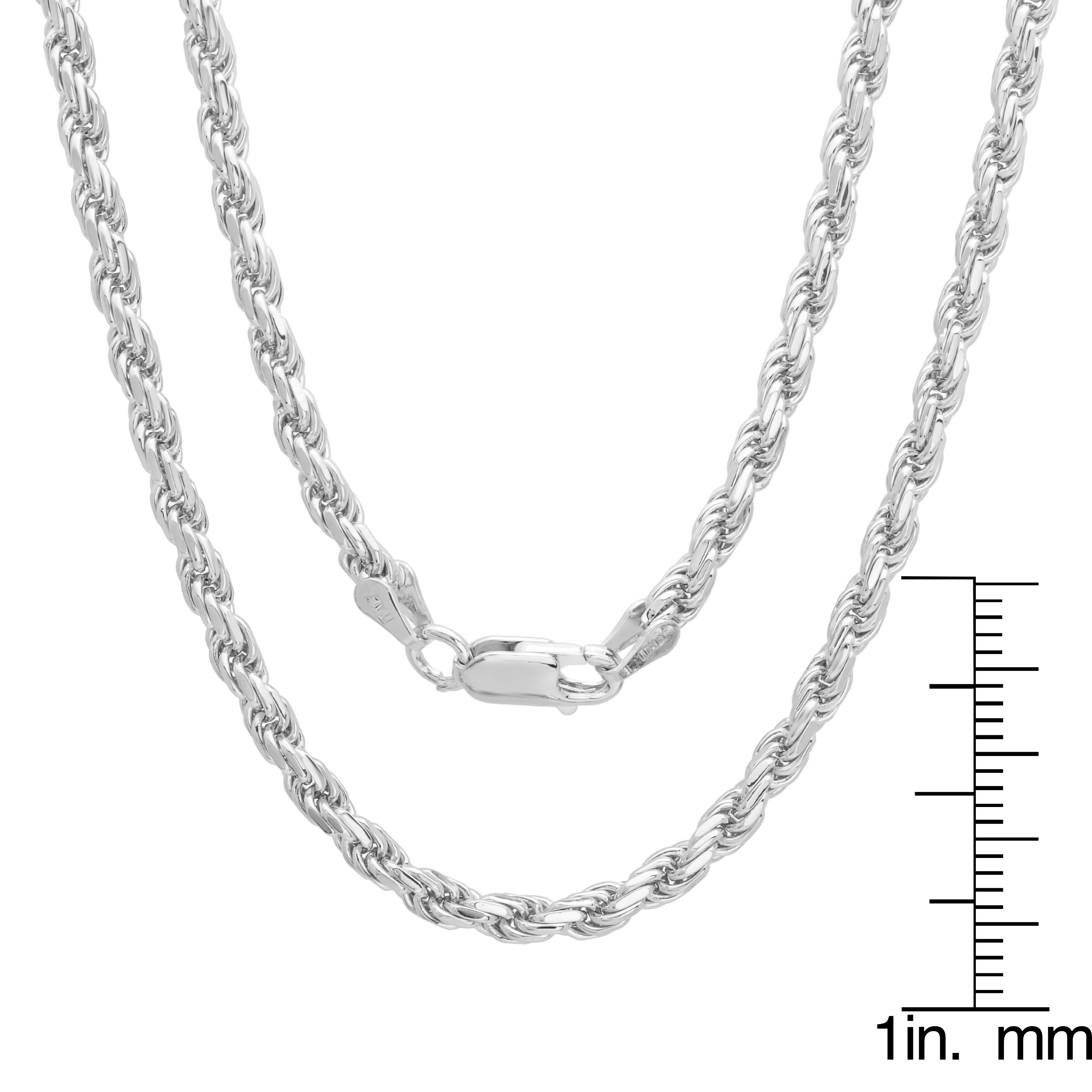 Sterling Silver Rope Chain 8 1//2 Inch Long