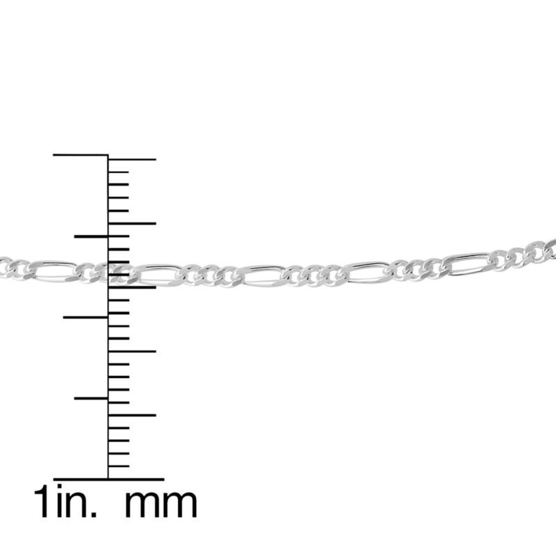 Sterling Silver 2 mm Figaro Chain Necklace - White