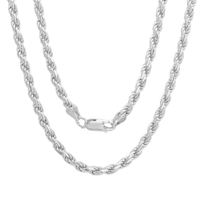 Roberto Martinez Sterling Silver 3 mm Diamond-Cut Rope Chain (18"-30")