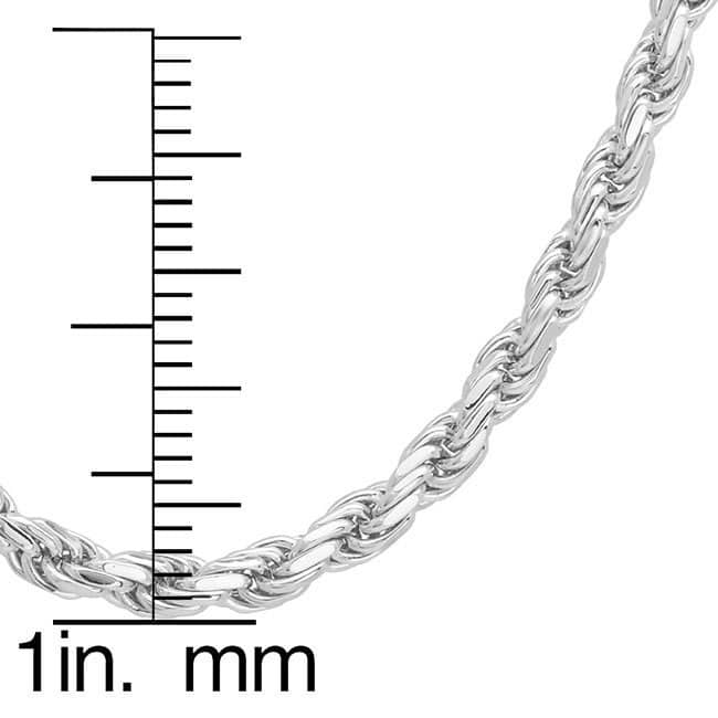 Roberto Martinez Sterling Silver 3 mm Diamond-Cut Rope Chain (18"-30")