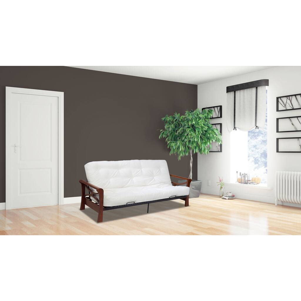 Wolf Diablo Dark Cherry Arm and Wolf Chestnut Cotton and CertiPUR Foam Futon Mattress