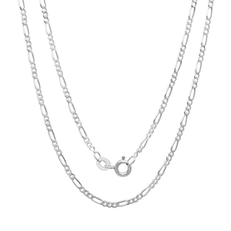 Roberto Martinez Sterling Silver 1.5 mm Figaro Chain Necklace (16"-24") - 20 Inch