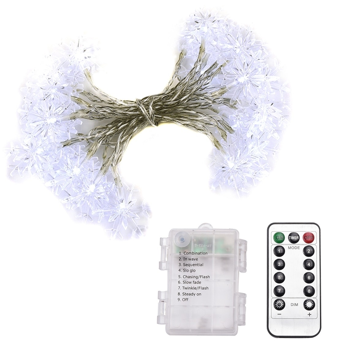 Abba Patio 32ft Led String Lights 8 Modes Remote Control Battery Operated Dimmable Snowflake White Abba Patio 32ft Led String Lights 8 Modes Remote Control Battery Operated Dimmable Snowflake White