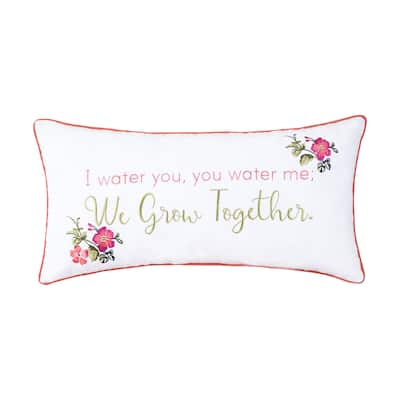 We Grow Together Embroidered Decorative Accent Throw Pillow