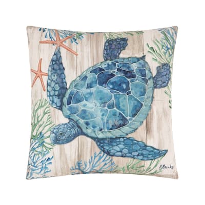 Turtle Sealife Coastal Beach Indoor/Outdoor 18x18 Accent Decorative Accent Throw Pillow