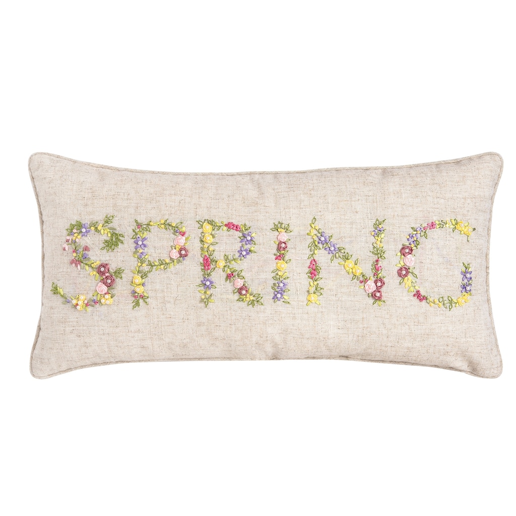 Hand Crafted Ribbon Art Decorative Accent Throw Pillow