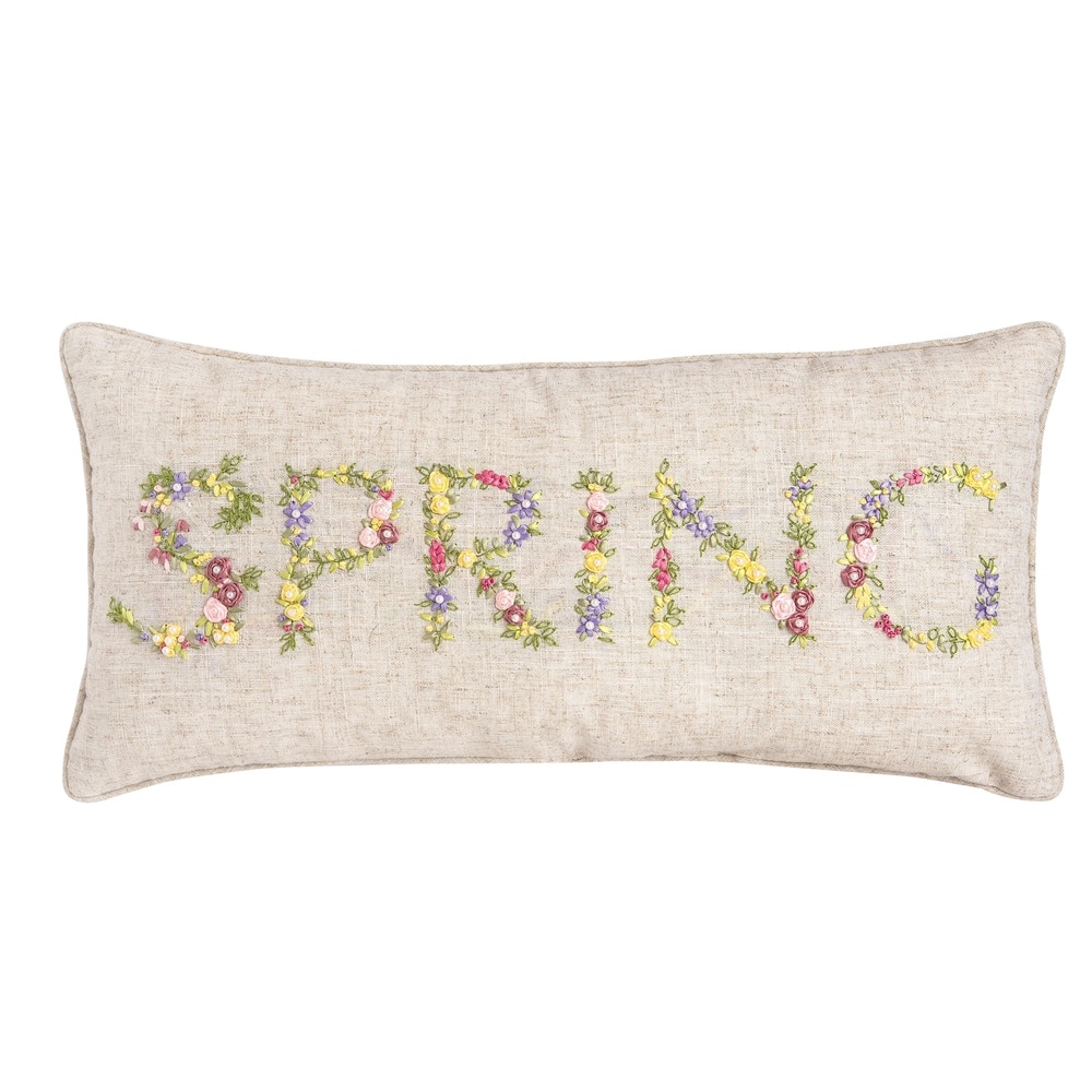 Hand Crafted Ribbon Art Decorative Accent Throw Pillow
