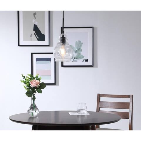 Adelee 6.25-Inch 1-Light Clear Seeded Glass Pendant