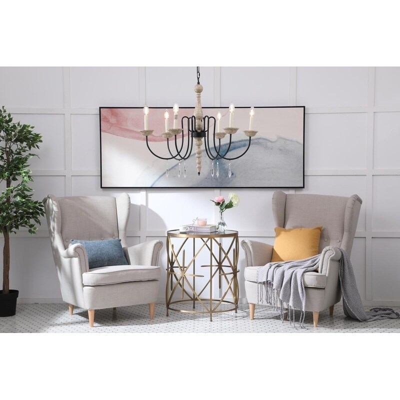 Chanel 30-Inch 6-Light Pendant and Black chandelier (Weathered Dove and Black) - Chandeliers For Bedrooms by Overstock.com