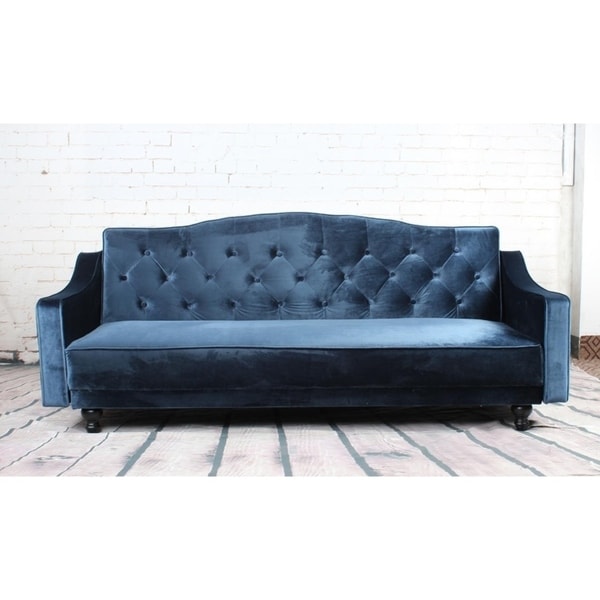 Copper Grove Agde Velvet Tufted Click Clack Sofa Bed