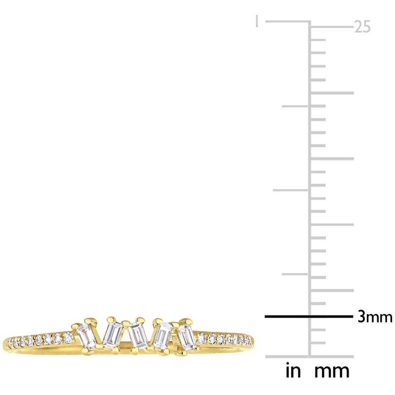 Miadora 14k Yellow Gold 1/7ct TDW Parallel-Baguette and Round-Cut Diamond Anniversary Band