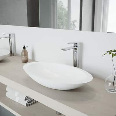 VIGO Wisteria 23"L x 14"W MatteStone Vessel Sink and Norfolk 11"H Faucet Set