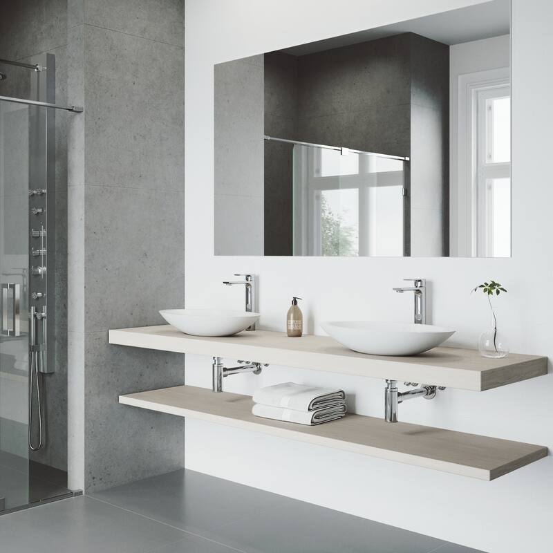 VIGO Wisteria 23"L x 14"W MatteStone Vessel Sink and Norfolk 11"H Faucet Set