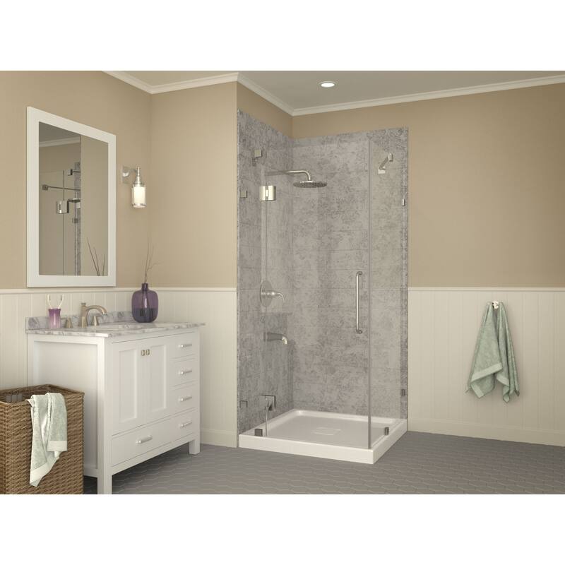ANZZI Titan Series 36 in. x 36 in. Double Threshold Shower Base in White