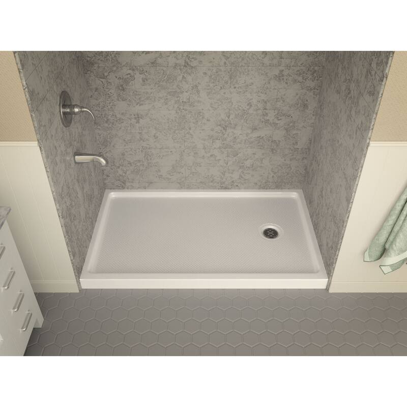 ANZZI Colossi Series 36 in. x 60 in. Single Threshold Shower Base in White