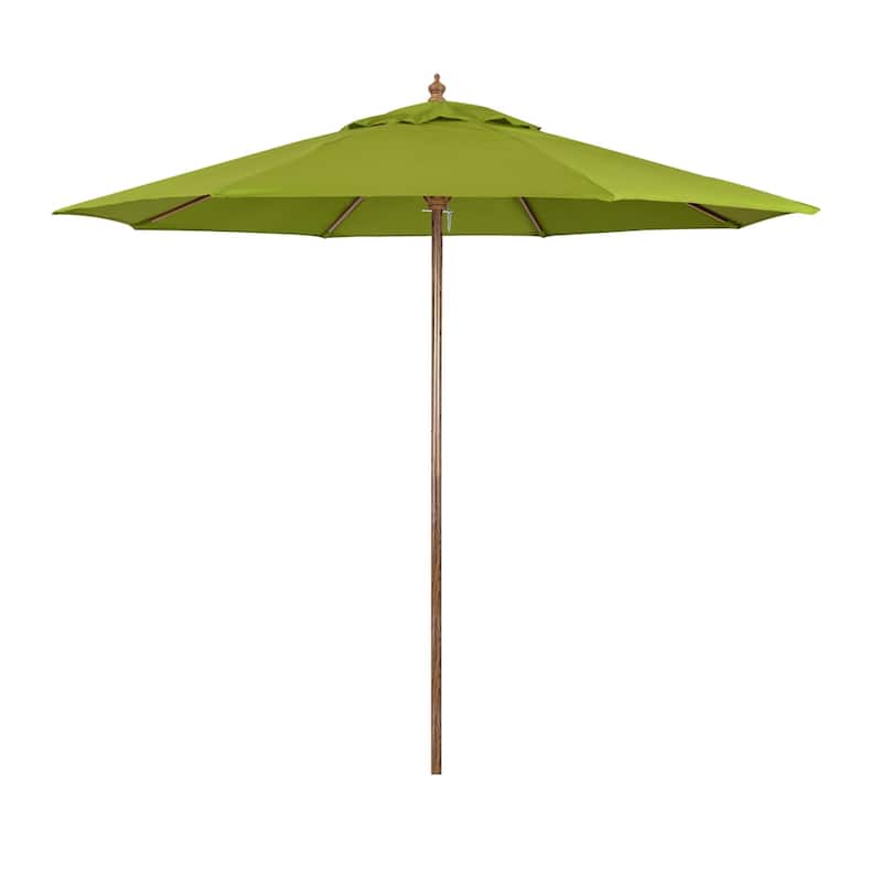 North Bend 9' Rd Faux Wood Steel Patio Umbrella, Push Open Pin Stop by Havenside Home