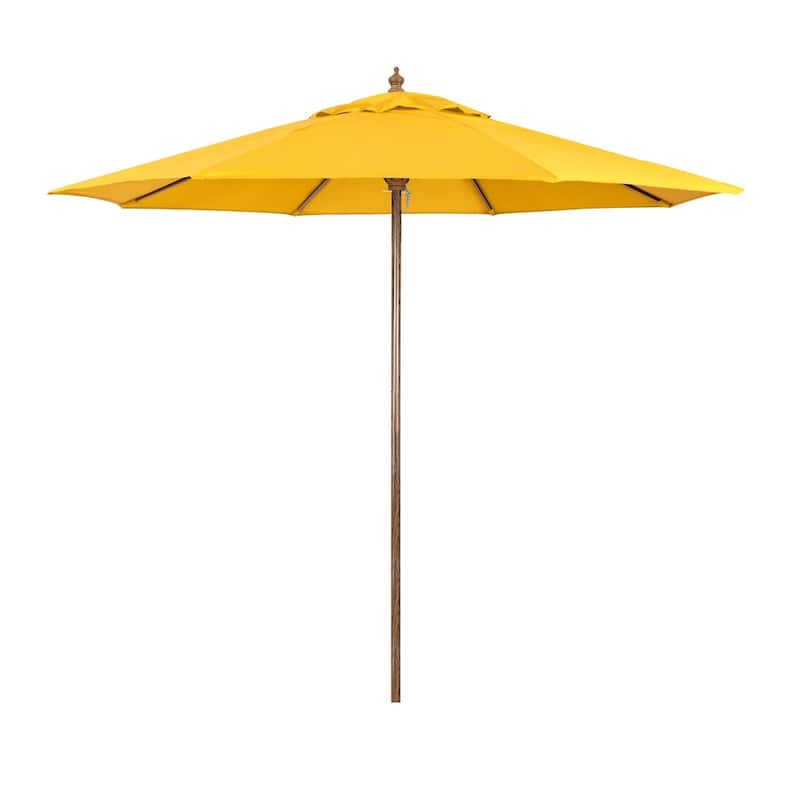 North Bend 9' Rd Faux Wood Steel Patio Umbrella, Push Open Pin Stop by Havenside Home