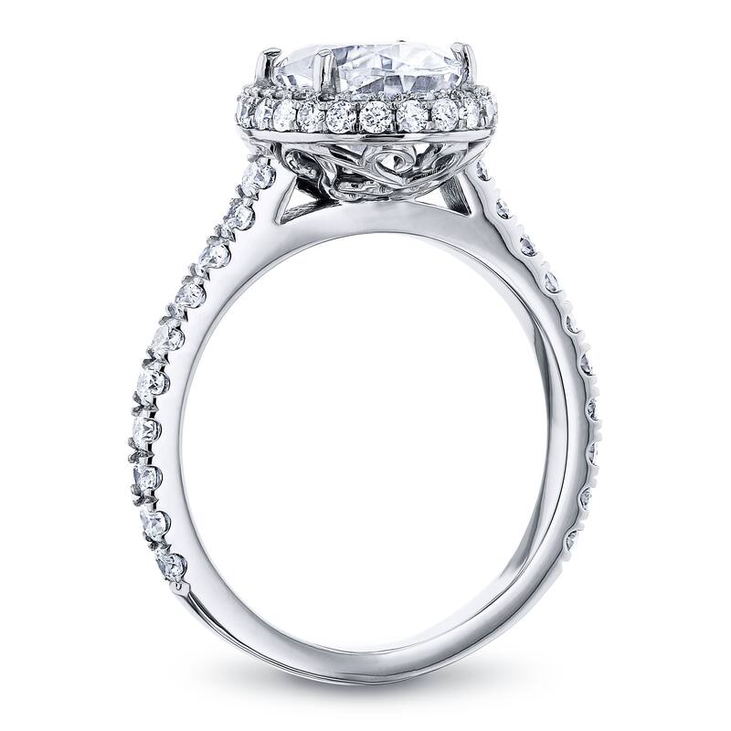 Annello by Kobelli 14k Gold 2ct Oval Moissanite and 4/5ct TDW Diamond Halo Filigree Ring