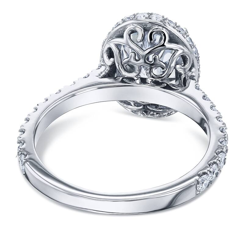 Annello by Kobelli 14k Gold 2ct Oval Moissanite and 4/5ct TDW Diamond Halo Filigree Ring