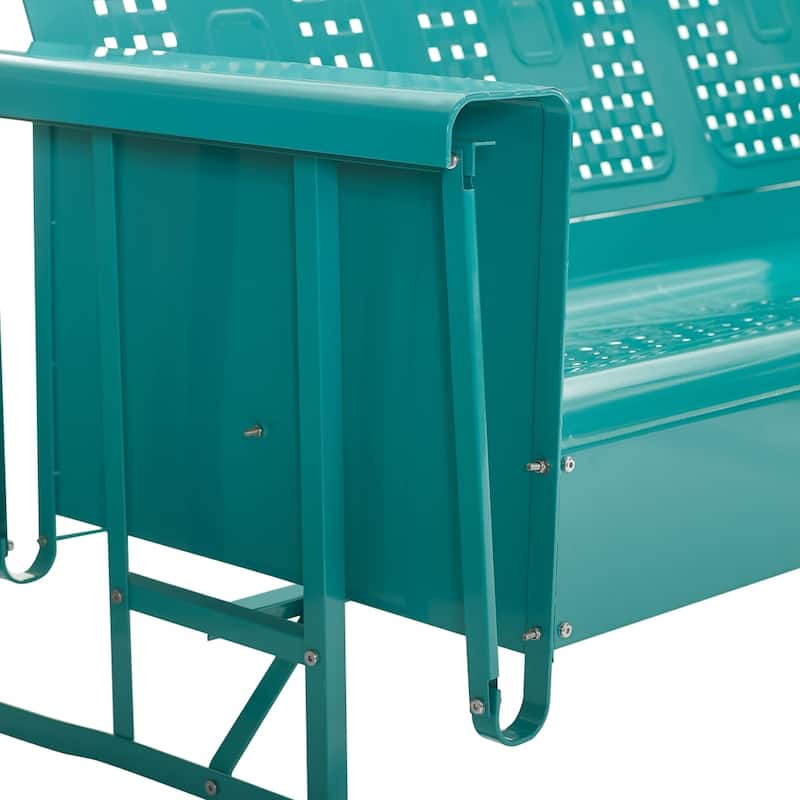 Crosley Bates Retro Outdoor Sofa Glider In Turquoise - 65.75 "W x 28 "D x 32.5 "H